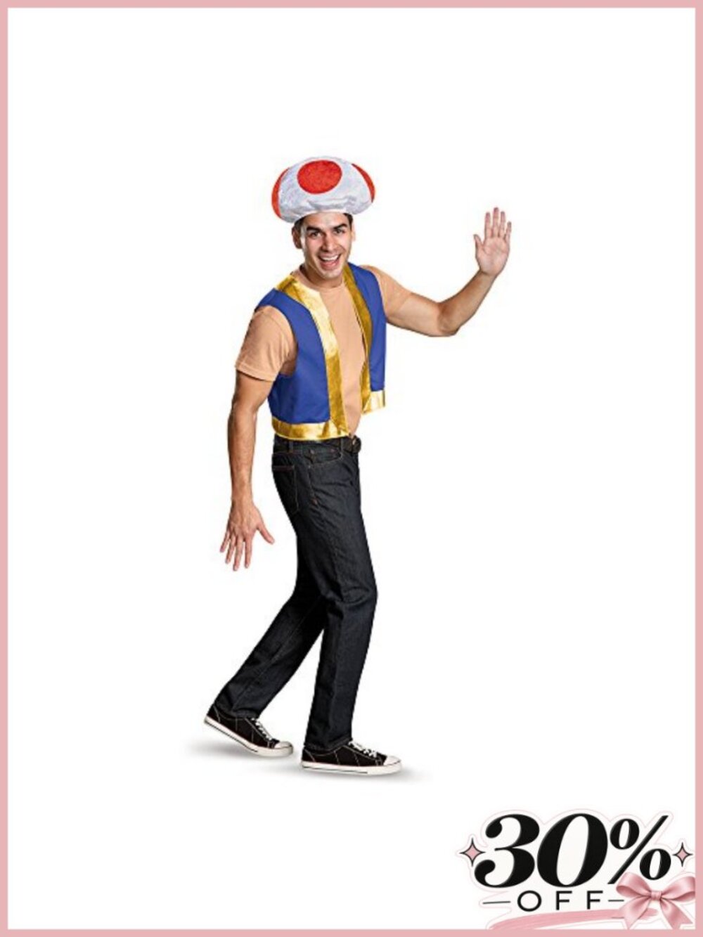Adult Toad Costume Kit Hat Vest Officially Licensed